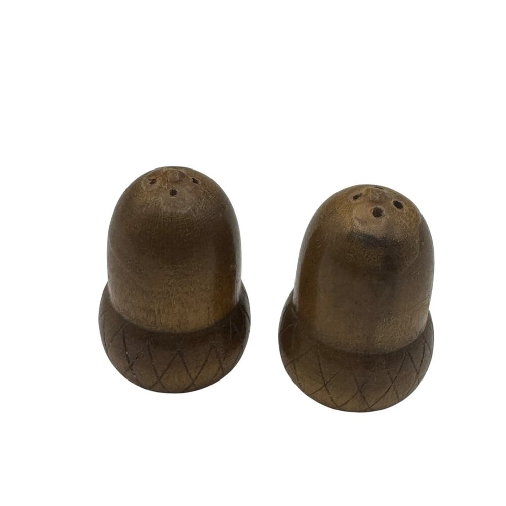 Vintage Wooden Acorn Shaped Salt & Pepper Shakers